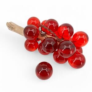 MCM Lucite Acrylic Red Grapes Cluster on Driftwood Stem Vintage Centerpiece